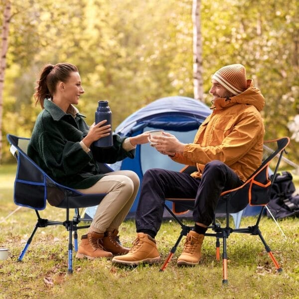 Sportneer Camping Chairs: 3 Heights Adjustable Folding Chairs for Outside with 2 Side Pockets - Compact & Portable Lawn Chairs for Backpacking, Camping, Hiking, Picnic and Travel (2, Orange) - Image 2