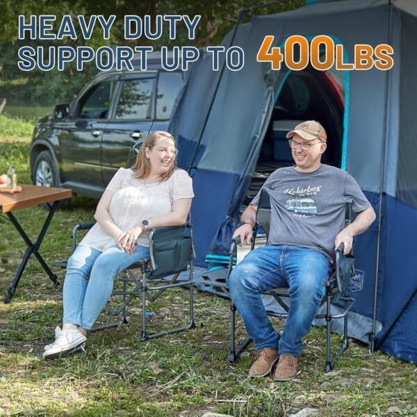 TIMBER RIDGE Heavy Duty Camping Chair with Compact Size, Portable Directors Chair with Side Table and Pocket for Camping, Lawn, Sports and Fishing, Supports Up to 400lbs, Navy 2 Pack - Image 7