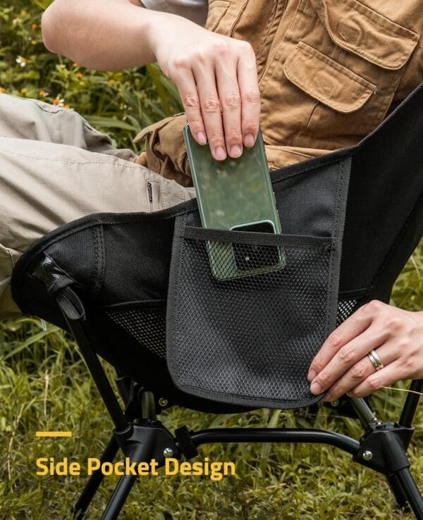 CVLIFE Camping Chair Portable Folding Backpacking Chair for Outside Hunting Fishing Hiking Black - Image 6