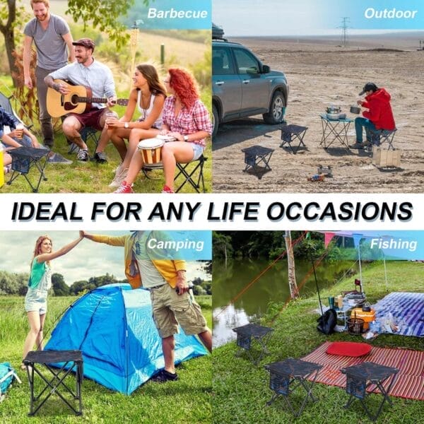 2 Pack Folding Portable Camping Stool for Adults, Lightweight Collapsible Stool for Outdoor Footrest Fishing Hiking Gardening and Beach with Carry Bag(400 LBS Capacity) - Image 7