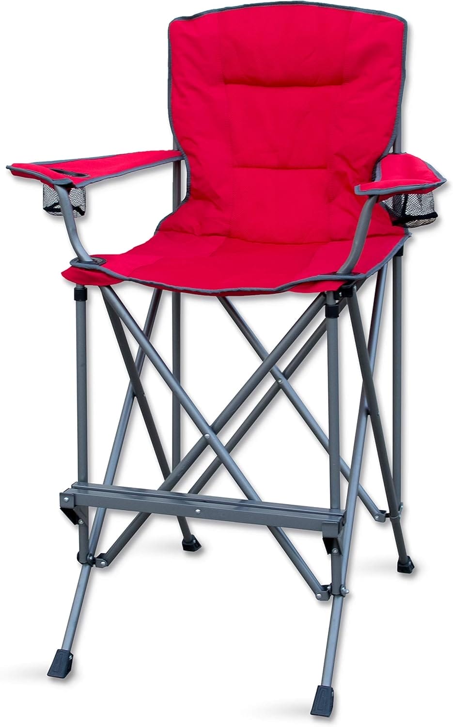 RMS Extra Tall Folding Chair - 31" Seat Height Director Chair for Camping, Home Patio and Sports - Portable and Collapsible with Footrest and Carrying Bag - Up to 300 lbs Weight Capacity (Red)