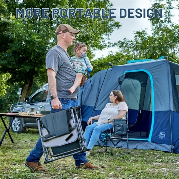 TIMBER RIDGE Heavy Duty Camping Chair with Compact Size, Portable Directors Chair with Side Table and Pocket for Camping, Lawn, Sports and Fishing, Supports Up to 400lbs, Navy 2 Pack - Image 6