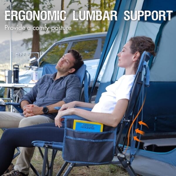 PORTAL Camping Chair with Lumbar Support for Adults Folding Portable High Back Oversized, 400LBS - Image 6