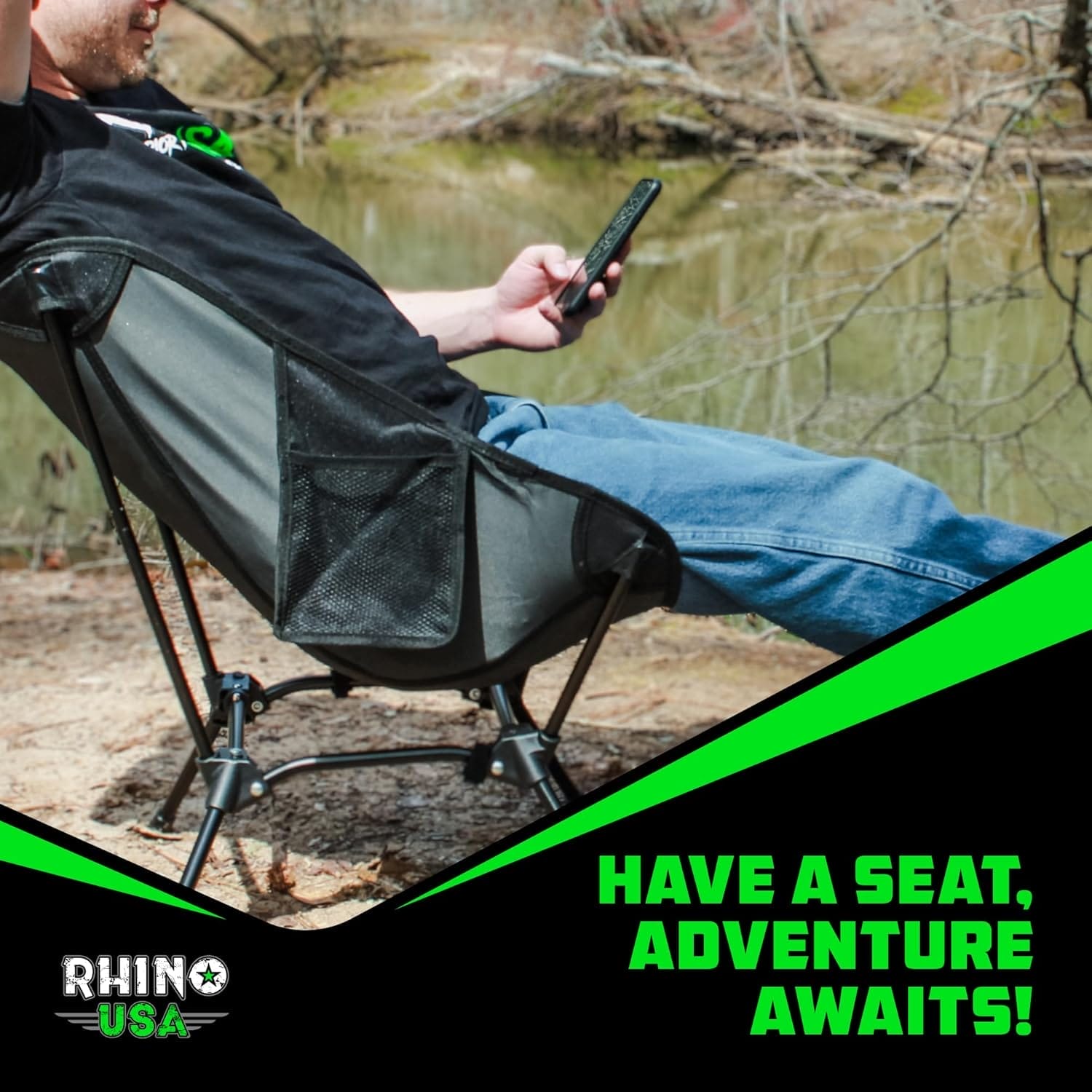 Rhino USA Portable Camping Chair (400lbs Capacity) - Collapsible Compact Lightweight Camp Chair for Backpacking, Hiking & Fishing - Small Foldable and Portable Camping Chairs for Adults and Kids - Image 5