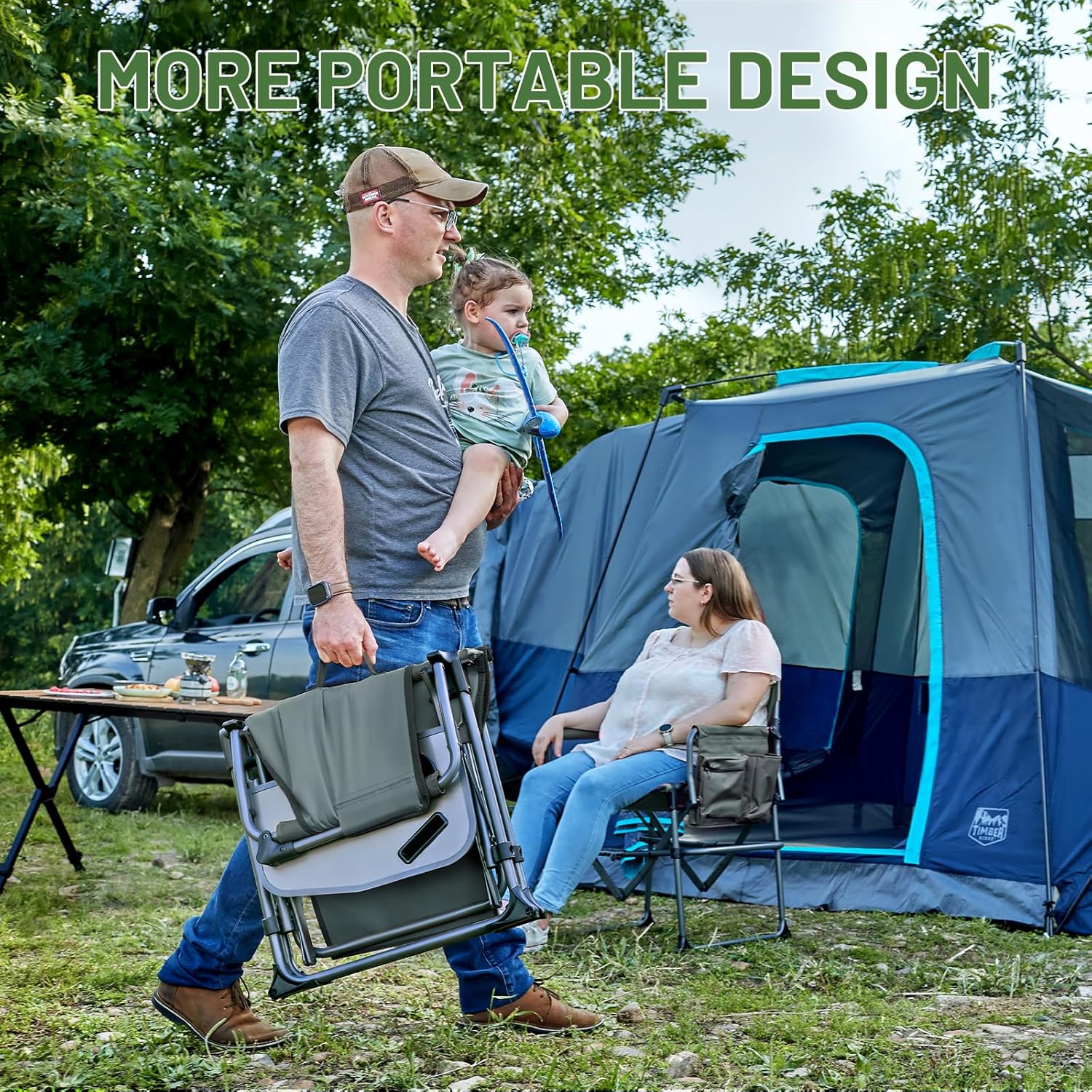 TIMBER RIDGE Aluminum Camping Directors Chair with Side Table Pocket, Portable Folding Chair, Heavy Duty Lawn Chair for Fishing Trip Picnic Concert Outdoor 400lbs, Grey 2 Pack - Image 6