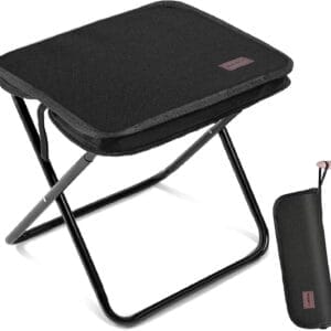 Portable Stool, 13 Inch Small Folding Stool for Adults, Ultralight Black Camping Stools for Hiking and Fishing, Hold Up to 265 LBS