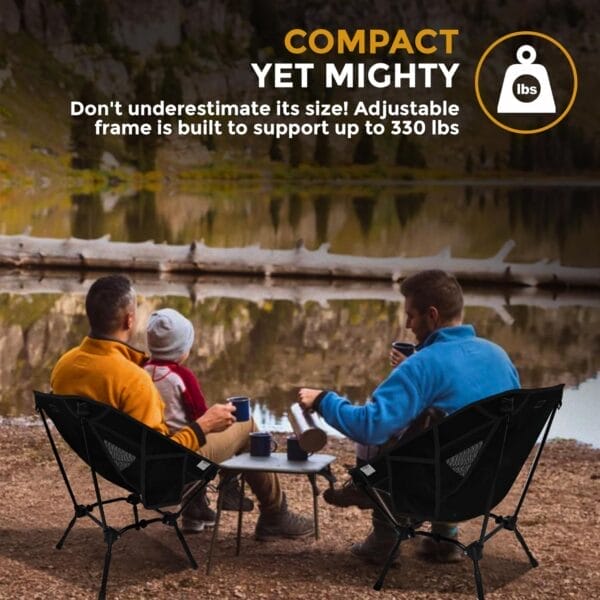 Adjustable Folding Camping Chairs, Ultra Light Backpacking Chair, Portable Folding Chair with Side Pocket and Cup Holder Bonus Bottle Opener Camping Chair (Black) - Image 7