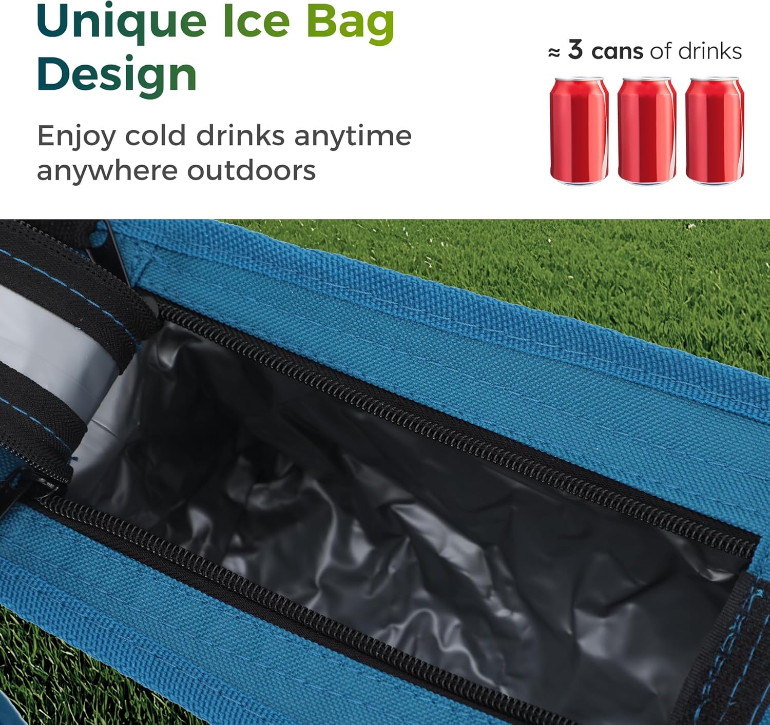 ALPHA CAMP Folding Camping Chairs for Adults Lawn Chairs Outdoor Chairs Support 250 LBS Portable Camp Chairs with Cup Holders Cooler Pouch for Outdoor, 2 Pack (Blue) - Image 6