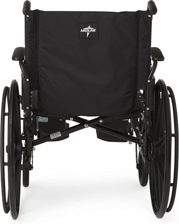 Medline Premium Ultra-Lightweight Wheelchair with Flip-Back Desk Arms and Elevating Leg Rests for Extra Comfort, Black, 22” x 18" Seat - Image 8