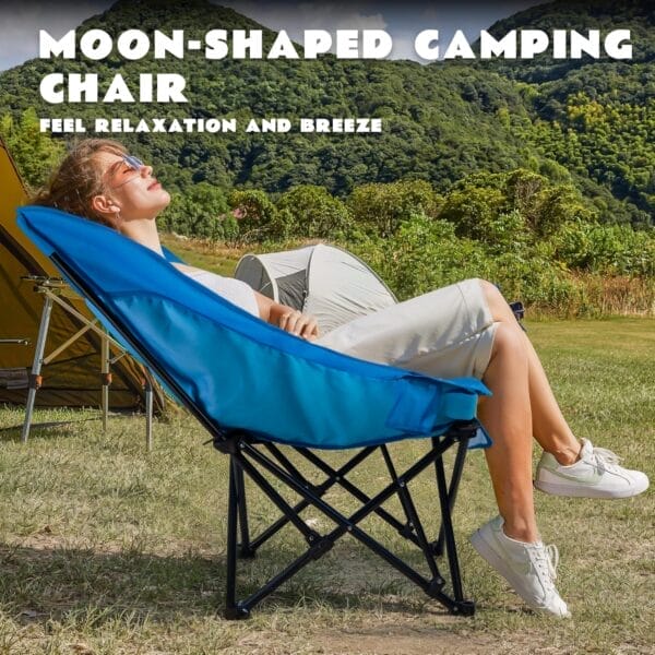 LEMBERI Oversized Heavy Duty Camping Chair for Adults,500lbs Comfortable Folding Lawn Chairs,Large Outdoor Portable Chair with Cup Holder,Side Pocket and Cooler Bag - Image 5