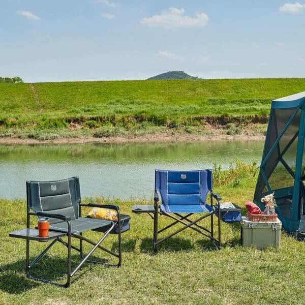 TIMBER RIDGE XXL Oversized Directors Chair 600lbs - Heavy Duty Camping Chair with Cooler Bag & Table, Portable Folding Chair with Wide Seat for Tailgating, Patio, Outdoor - Blue - Image 10