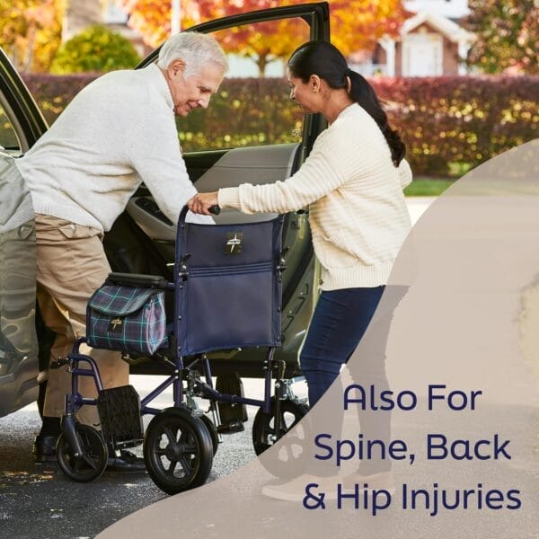 Medline Foldable Transport Chair w/Microban for Seniors & Post-Surgery Patients (300 lb. Weight Capacity), White - Image 5