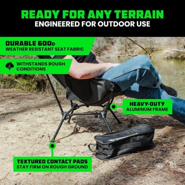 Rhino USA Portable Camping Chair (400lbs Capacity) - Collapsible Compact Lightweight Camp Chair for Backpacking, Hiking & Fishing - Small Foldable and Portable Camping Chairs for Adults and Kids - Image 2