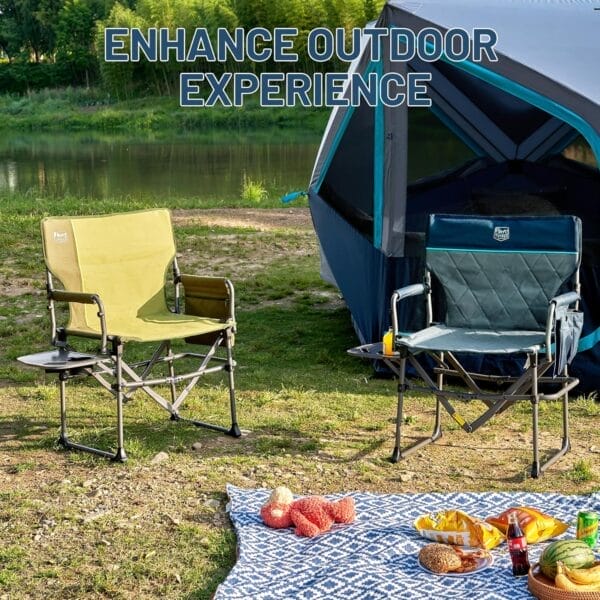 TIMBER RIDGE Heavy Duty Camping Chair with Compact Size, Portable Directors Chair with Side Table and Pocket for Camping, Lawn, Sports and Fishing, Supports Up to 400lbs, Navy 2 Pack - Image 8
