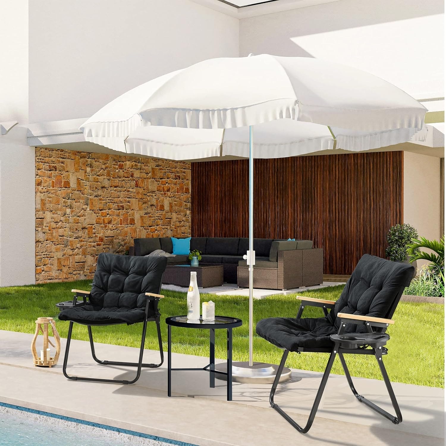 KINGBO 2 Pack Folding Camping Chairs - Portable Camp Chairs with Cushion and Cup Holder, Folding Lawn Chairs for Adults, Heavy Duty Folding Chairs for Outside Camping Hiking Fishing Beach, Black - Image 6