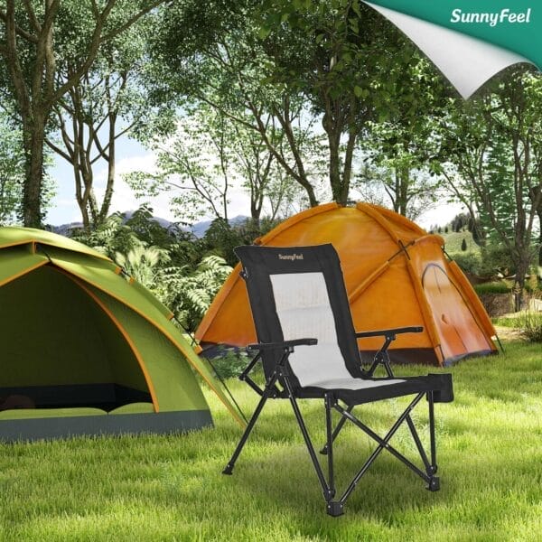 SUNNYFEEL Ergonomic High Back Camp Chair - 500lbs Heavy Duty Folding Chair, UV-Resistant Portable Camp Chair with Hard Armrests, Cup Holder＆ Bag for Outdoor, Basebal, Travel, Sports, Hiking, Fishing - Image 7