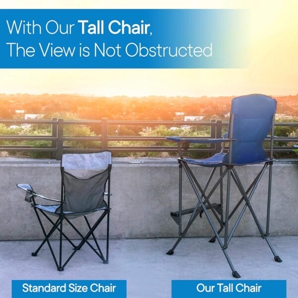 RMS Extra Tall Folding Chair - 31" Seat Height Director Chair for Camping, Home Patio and Sports - Portable and Collapsible with Footrest and Carrying Bag - Up to 300 lbs Weight Capacity (Blue) - Image 3