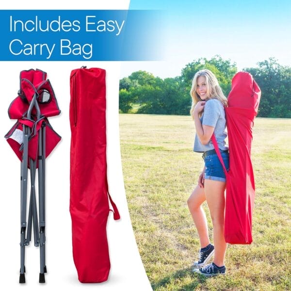 RMS Extra Tall Folding Chair - 31" Seat Height Director Chair for Camping, Home Patio and Sports - Portable and Collapsible with Footrest and Carrying Bag - Up to 300 lbs Weight Capacity (Red) - Image 6