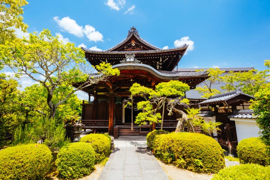 The famous Eikando temple (Eikan-do) on a warm spring day in Kyoto, Japan.